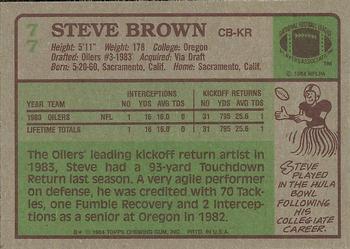 1984 Topps #77 Steve Brown Back