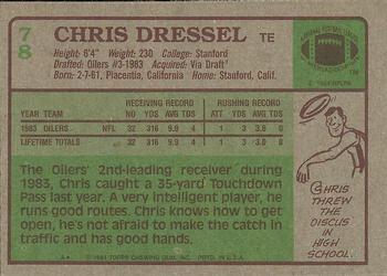 1984 Topps #78 Chris Dressel Back