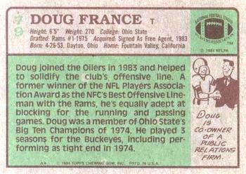 1984 Topps #79 Doug France Back
