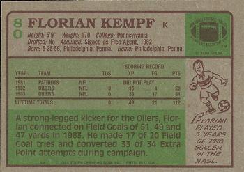 1984 Topps #80 Florian Kempf Back