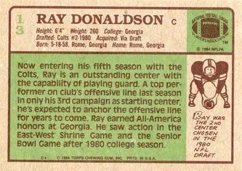 1984 Topps #13 Ray Donaldson Back