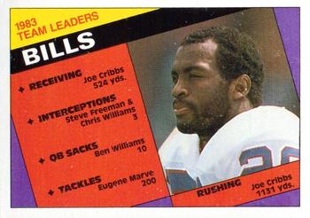 1984 Topps #21 Bills Team Leaders - Joe Cribbs Front