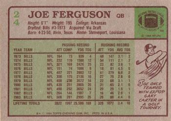 1984 Topps #24 Joe Ferguson Back