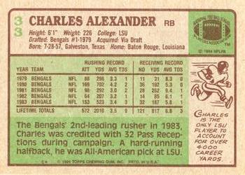 1984 Topps #33 Charles Alexander Back