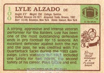 1984 Topps #100 Lyle Alzado Back