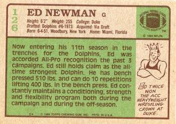 1984 Topps #126 Ed Newman Back
