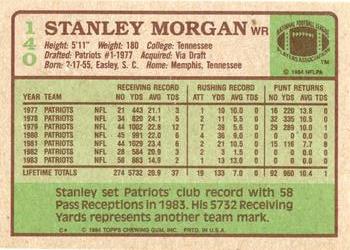 1984 Topps #140 Stanley Morgan Back