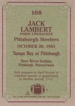 1984 Topps #168 Jack Lambert Back