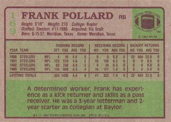 1984 Topps #169 Frank Pollard Back