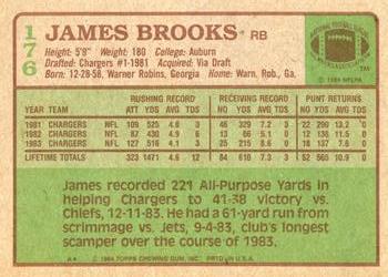 1984 Topps #176 James Brooks Back