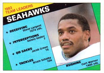 1984 Topps #188 Seahawks Team Leaders - Curt Warner Front