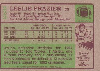 1984 Topps #223 Leslie Frazier Back