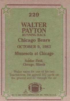 1984 Topps #229 Walter Payton Back