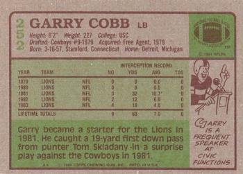 1984 Topps #252 Garry Cobb Back