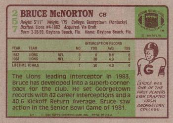 1984 Topps #257 Bruce McNorton Back