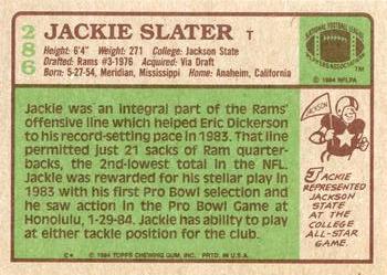 1984 Topps #286 Jackie Slater Back