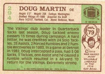 1984 Topps #294 Doug Martin Back