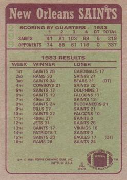 1984 Topps #299 Saints Team Leaders - George Rogers Back