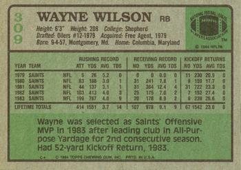 1984 Topps #309 Wayne Wilson Back