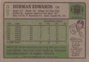 1984 Topps #327 Herman Edwards Back