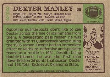1984 Topps #383 Dexter Manley Back