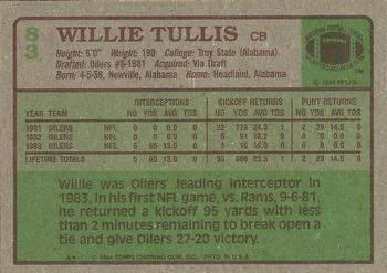 1984 Topps #83 Willie Tullis Back