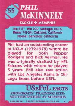 1984 Topps USFL #55 Phil McKinnely Back
