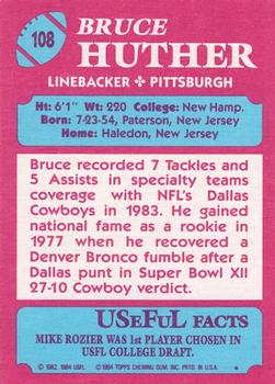 1984 Topps USFL #108 Bruce Huther Back