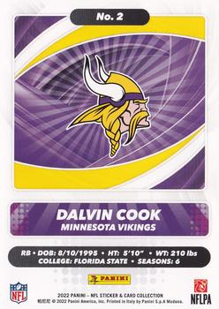 2022 Panini Sticker & Card Collection - Cards #2 Dalvin Cook Back