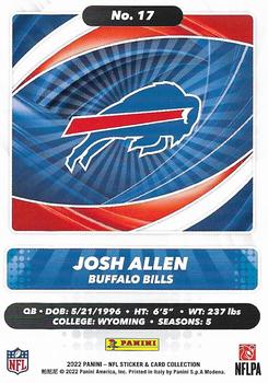 2022 Panini Sticker & Card Collection - Cards #17 Josh Allen Back