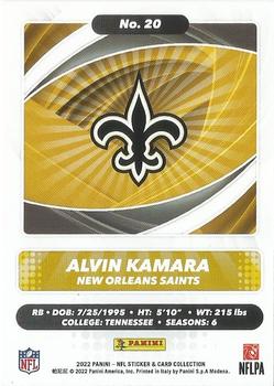 2022 Panini Sticker & Card Collection - Cards #20 Alvin Kamara Back