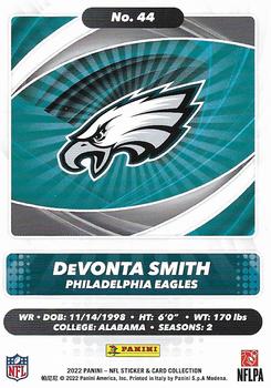 2022 Panini Sticker & Card Collection - Cards #44 DeVonta Smith Back