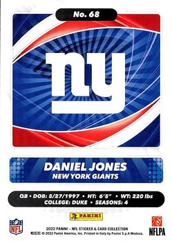 2022 Panini Sticker & Card Collection - Cards #68 Daniel Jones Back