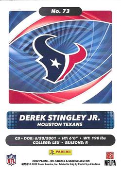 2022 Panini Sticker & Card Collection - Cards #73 Derek Stingley Jr. Back