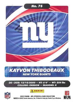 2022 Panini Sticker & Card Collection - Cards #75 Kayvon Thibodeaux Back