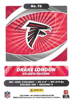 2022 Panini Sticker & Card Collection - Cards #76 Drake London Back