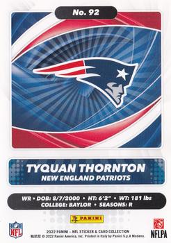 2022 Panini Sticker & Card Collection - Cards #92 Tyquan Thornton Back