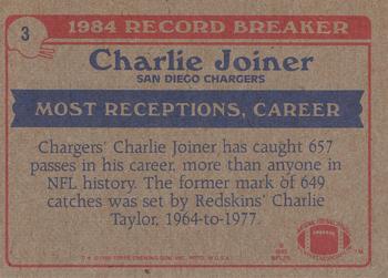 1985 Topps #3 Charlie Joiner Back
