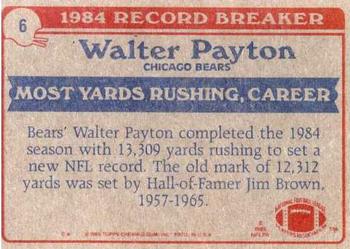 1985 Topps #6 Walter Payton Back