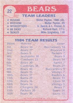 1985 Topps #22 Bears Team Leaders Back