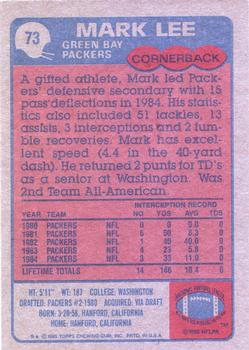 1985 Topps #73 Mark Lee Back