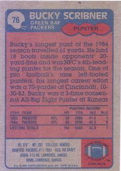 1985 Topps #76 Bucky Scribner Back