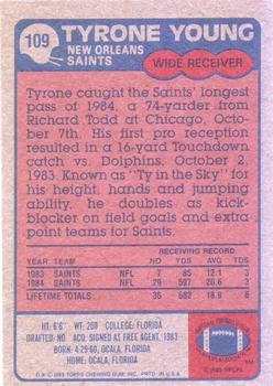1985 Topps #109 Tyrone Young Back