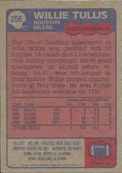 1985 Topps #256 Willie Tullis Back