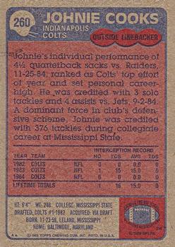 1985 Topps #260 Johnie Cooks Back