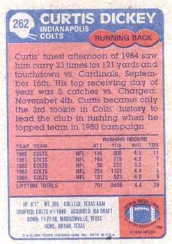 1985 Topps #262 Curtis Dickey Back