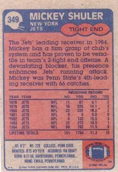 1985 Topps #349 Mickey Shuler Back