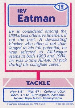 1985 Topps USFL #12 Irv Eatman Back