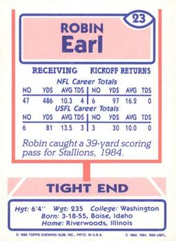 1985 Topps USFL #23 Robin Earl Back