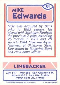 1985 Topps USFL #51 Mike Edwards Back